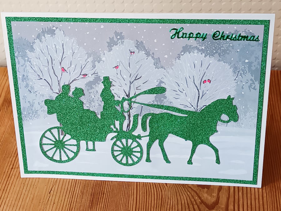 Horse and Carriage Christmas Card