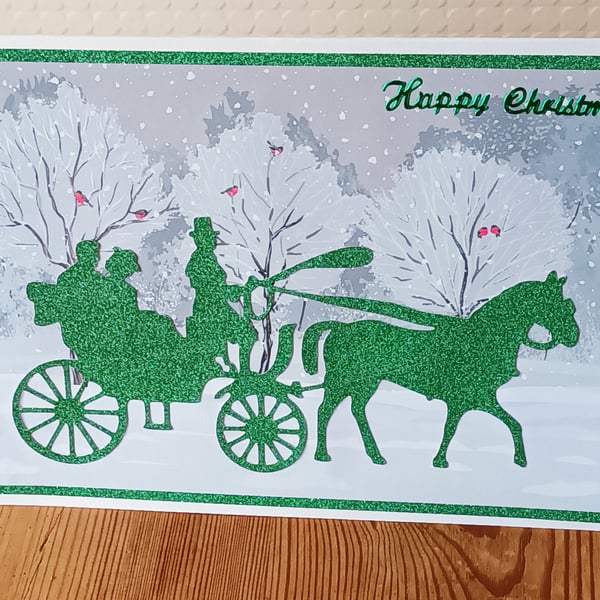 Horse and Carriage Christmas Card