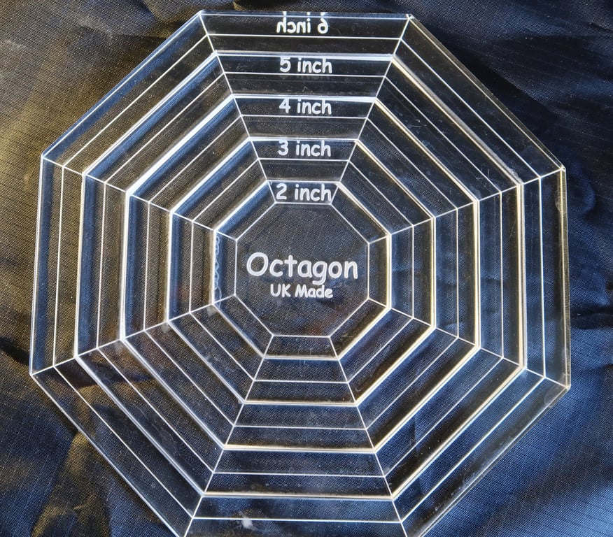 Octagonal quilting 5 template set, stencil, quilt making, crafting, 4mm acrylic,
