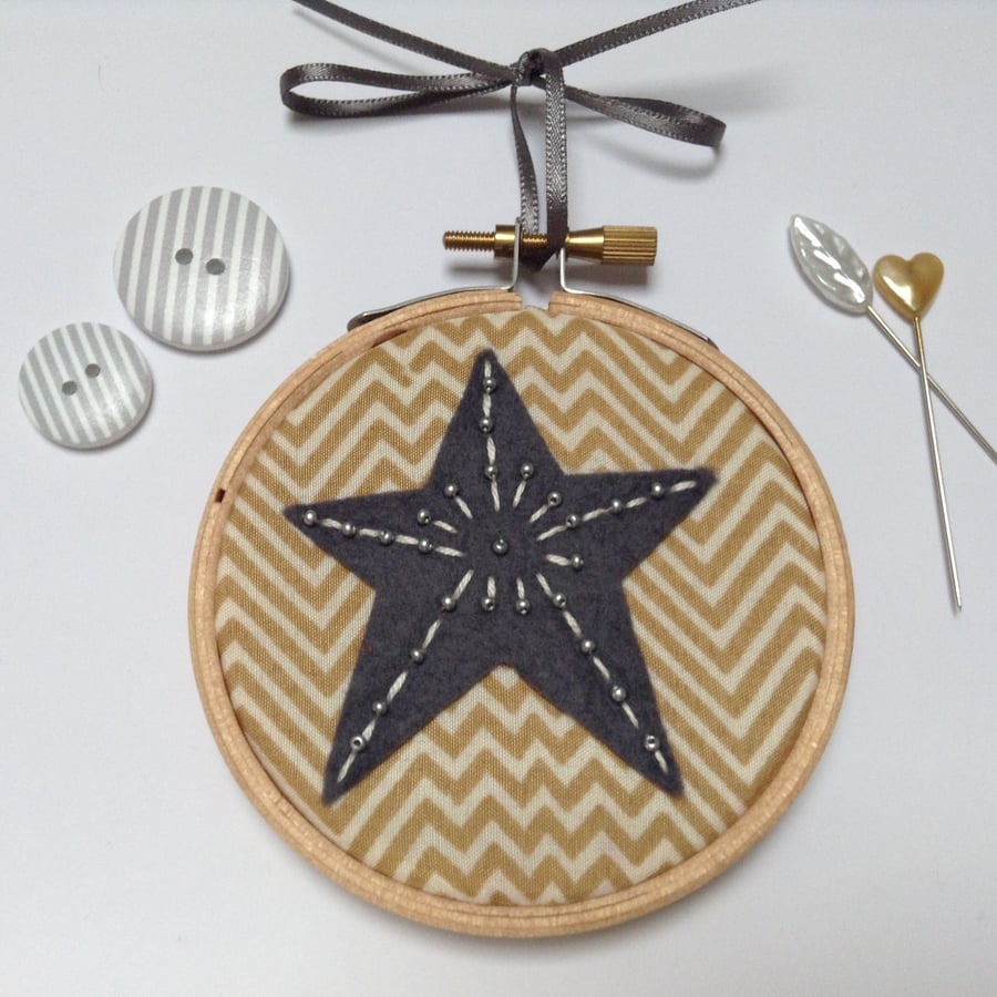  Embroidered Star Hoop Art Wall Decoration
