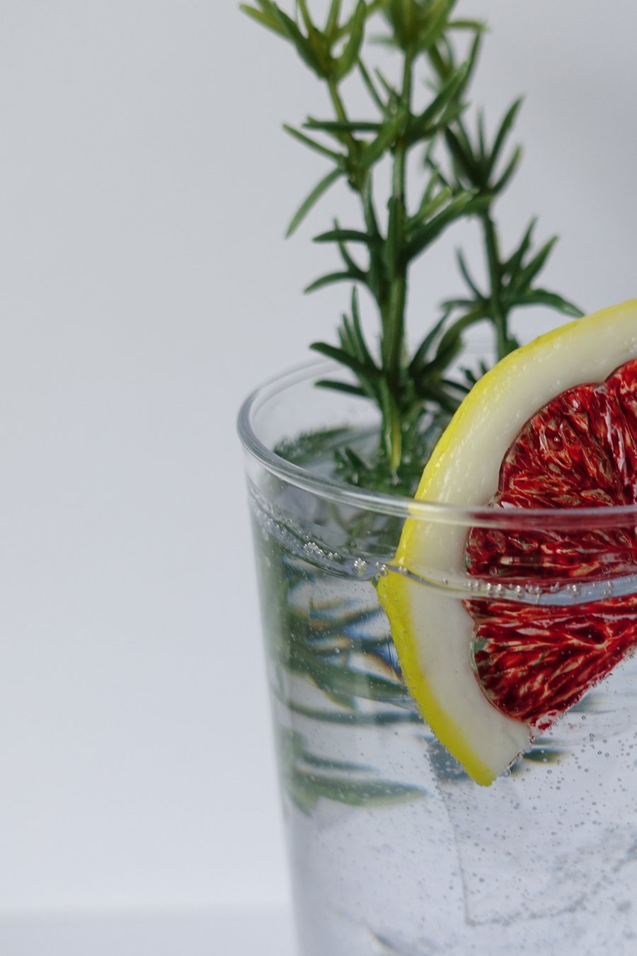Gin pink grapefruit and thyme fake cocktail.  Bar Decor.  Kitchen Kitsch.