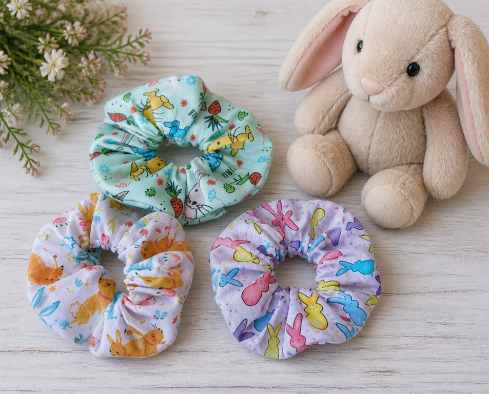 Rabbits Hair Scrunchies Pack 3 Mixed 