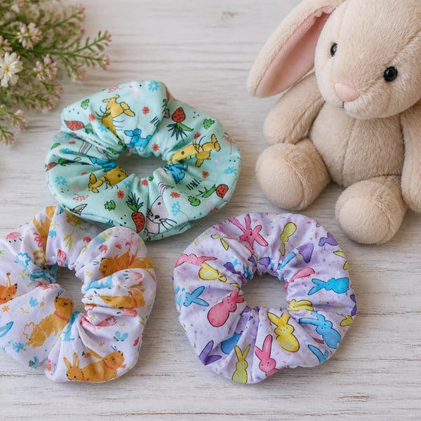 Rabbits Hair Scrunchies Pack 3 Mixed 