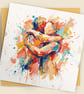 Get Well Soon Card – Uplifting Coloursplash Hug Square Greeting Card