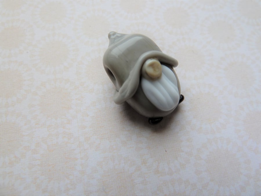 handmade lampwork grey gnome bead
