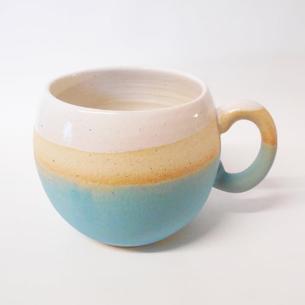 Mug Huggable Turquoise Blue Stoneware Ceramic.