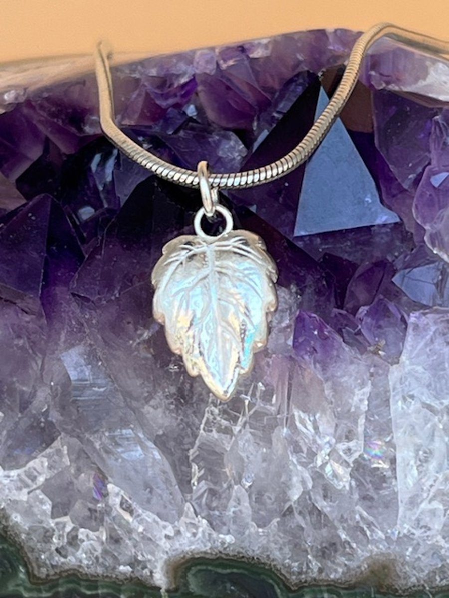 Silver leaf pendant