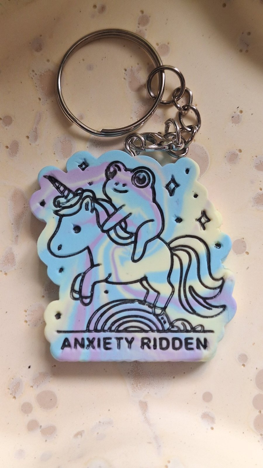 Anxiety Ridden Clay Keyring 