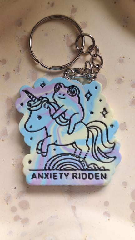 Anxiety Ridden Clay Keyring 