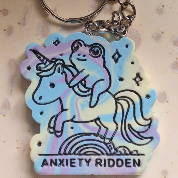 Anxiety Ridden Clay Keyring 