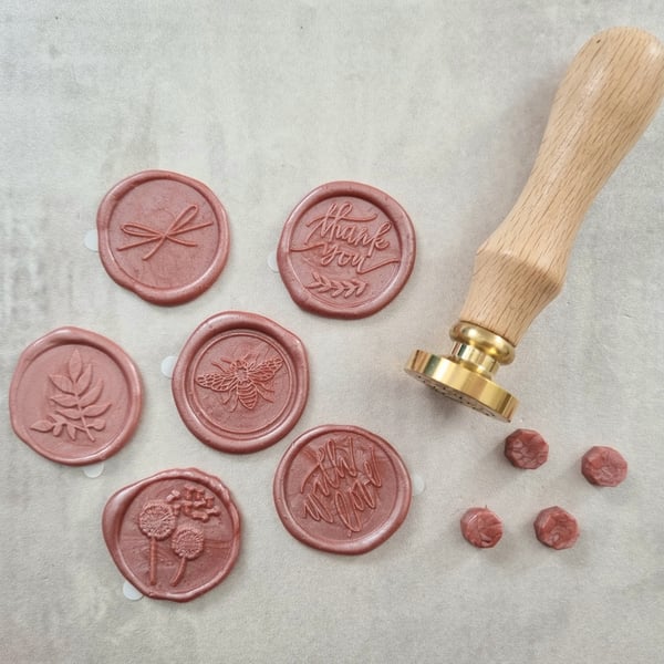 Set of 6 Rose Self Adhesive Wax Seals