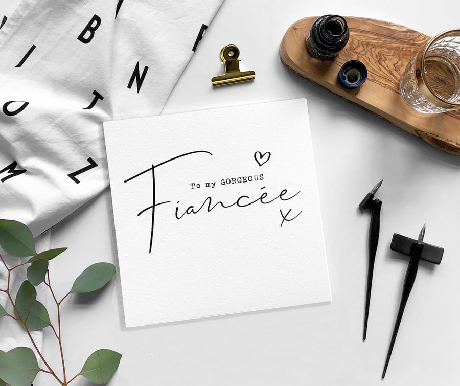 FIANCEE birthday card - blank card