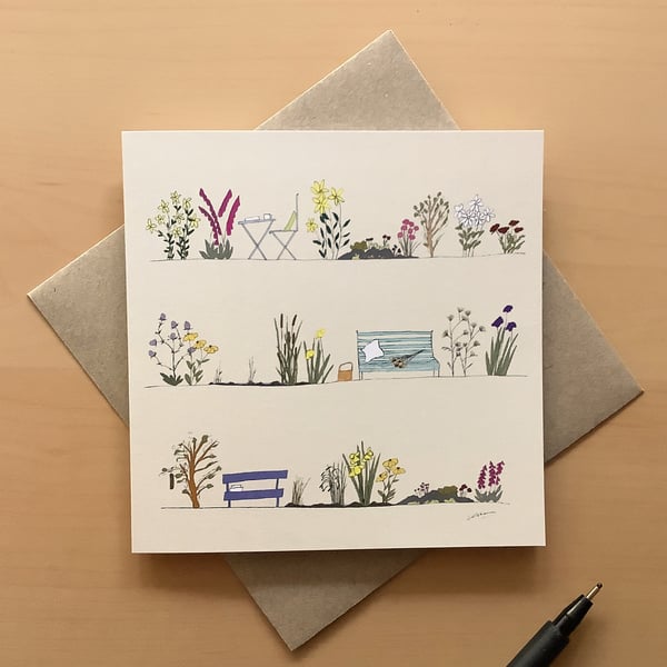 Greetings card - gardens - flowers