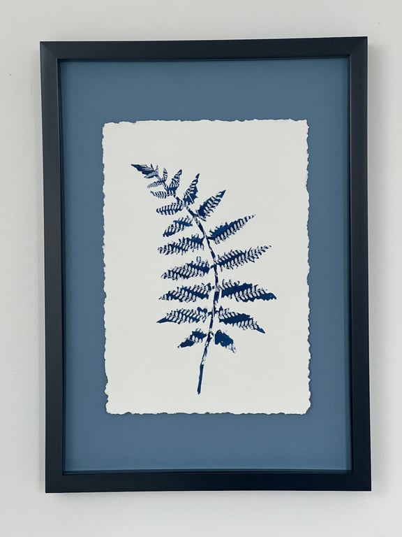 Fern art, Blue and white floral art, Cyanotype Botanical Art