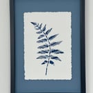 Fern art, Blue and white floral art, Cyanotype Botanical Art