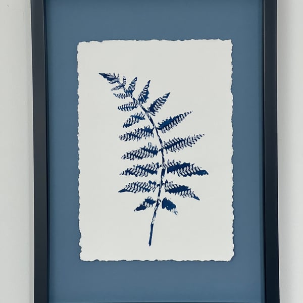 Fern art, Blue and white floral art, Cyanotype Botanical Art