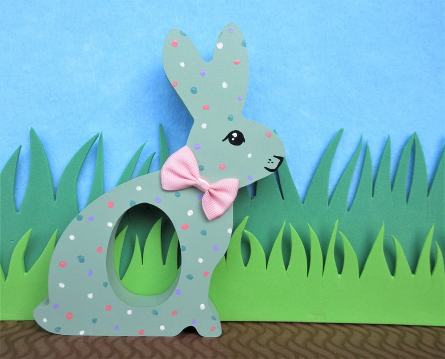 Easter Egg Holder Bunny Chocolate Egg Wooden Hand Painted Gift