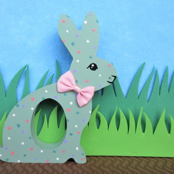 Easter Egg Holder Bunny Chocolate Egg Wooden Hand Painted Gift