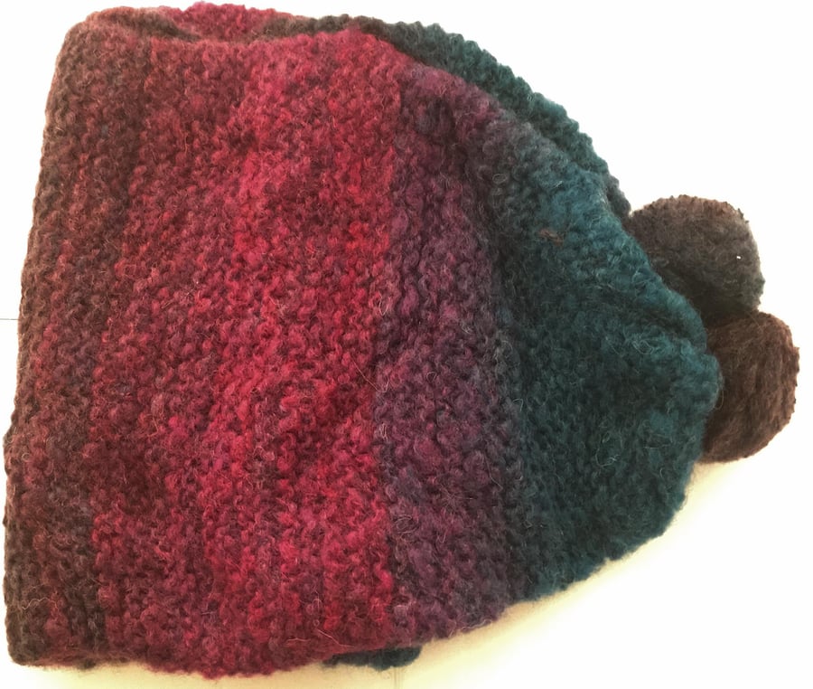 Pretty Tonal Mohair and Wool Blend Hand Knitted Scarf - UK Free Post