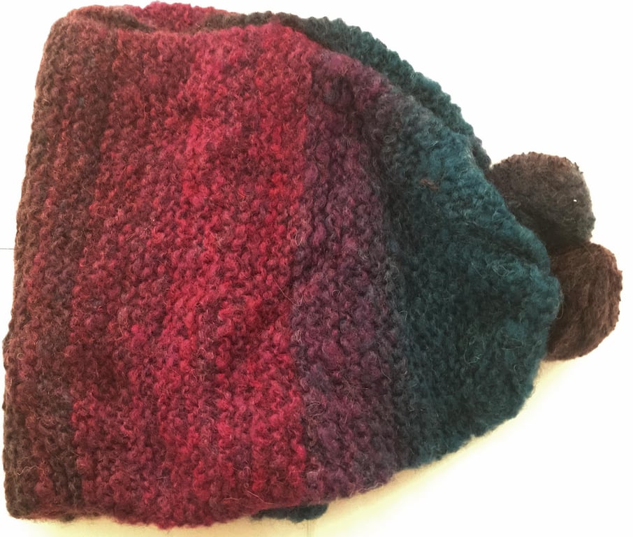 Pretty Tonal Mohair and Wool Blend Hand Knitted Scarf - UK Free Post