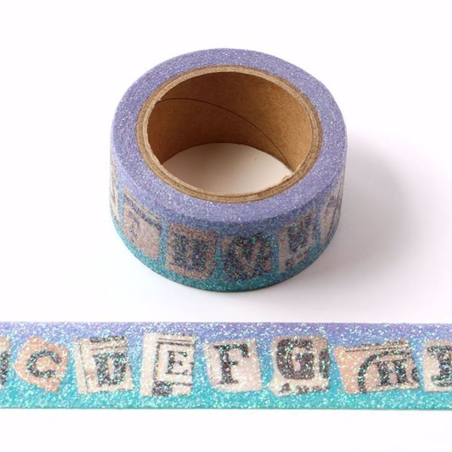 Glitter Sparkle Sparkle Alphabet Letters Washi Tape Decorative Masking Tape 20mm