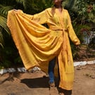 Beautiful Hindu Print Long Sleeve Kimono Dress Festival Clothing, Travel Dresses