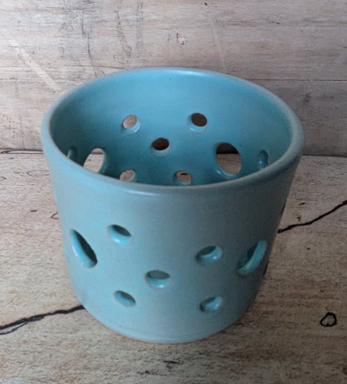 Taller holes seafoam tealight holder