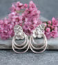 Sterling silver flower earrings, silver stud earrings, flower jewellery - Image 1