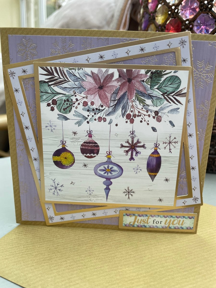 Bauble and snowflake christmas card