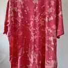 Reverse Tie Dye Bleach Worked Unisex T-shirt Salmon Pink XXL