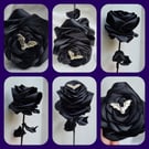 Gorgeous Handmade Black Bat Ribbon Rose - Long Stem Artificial Flower Gift