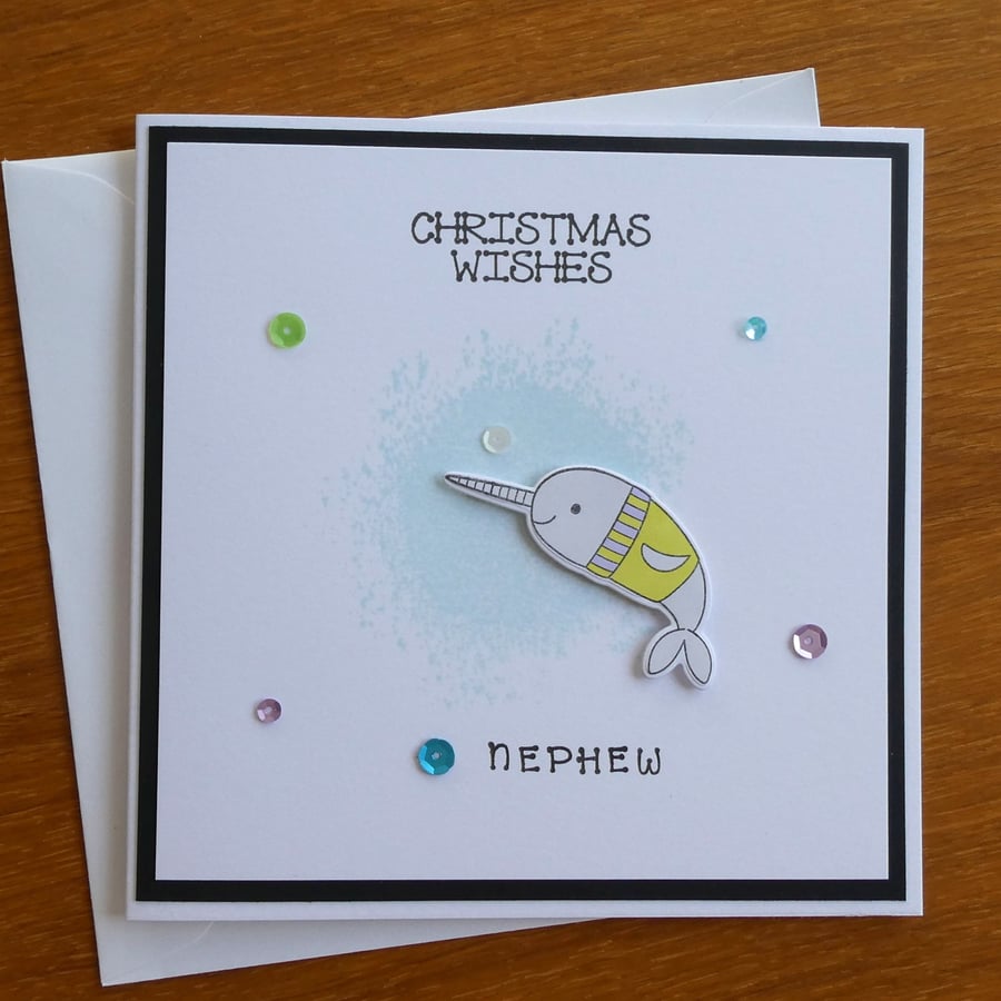 Nephew Christmas Card - Narwhal