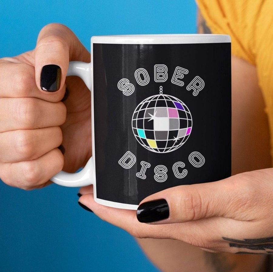 Sober 11oz15oz, Sober Disco Ceramic 11oz15oz, , Sobriety gift, AA gift for women