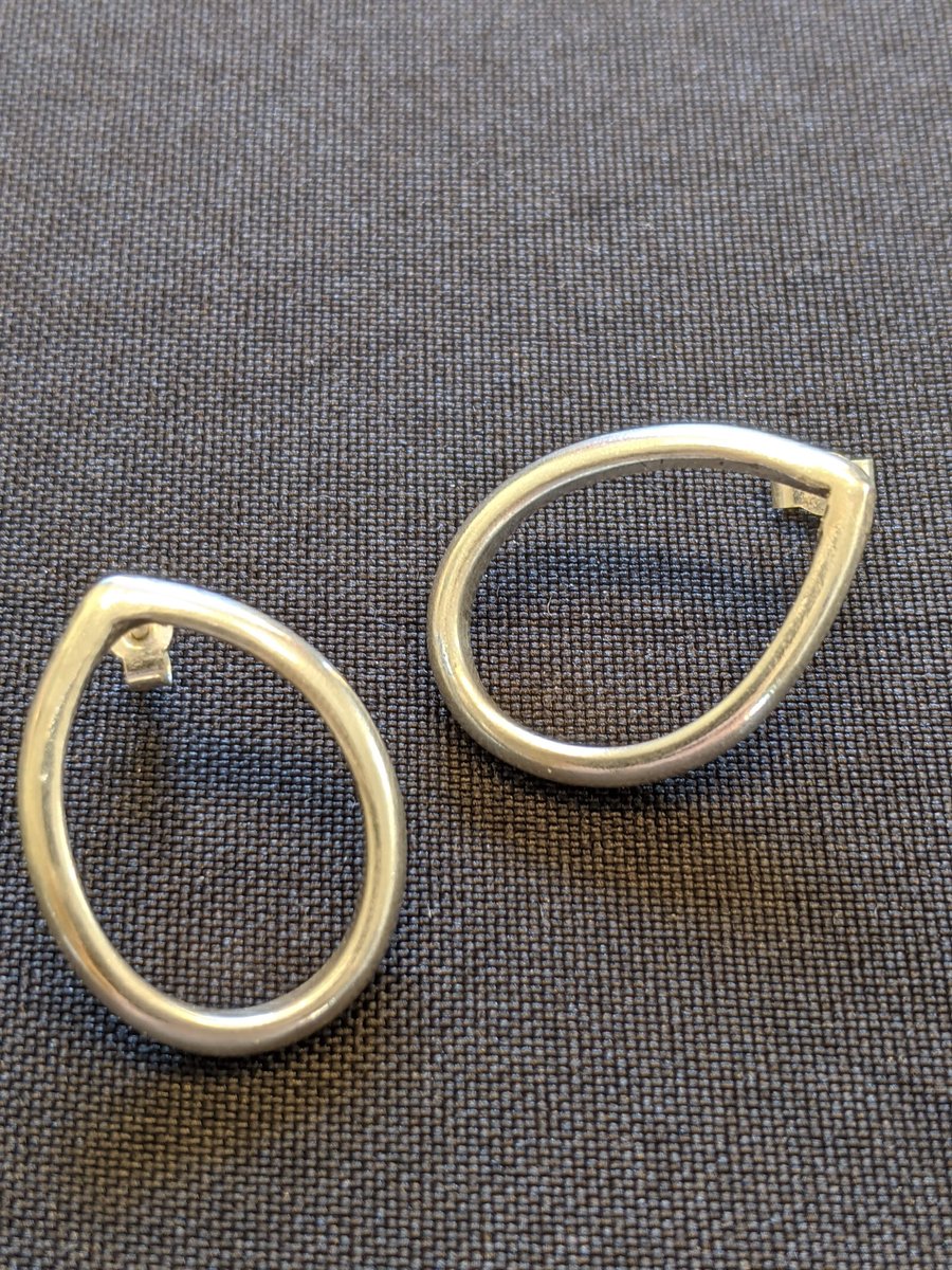 Contemporary minimalist teardrop  stud earrings in sterling silver