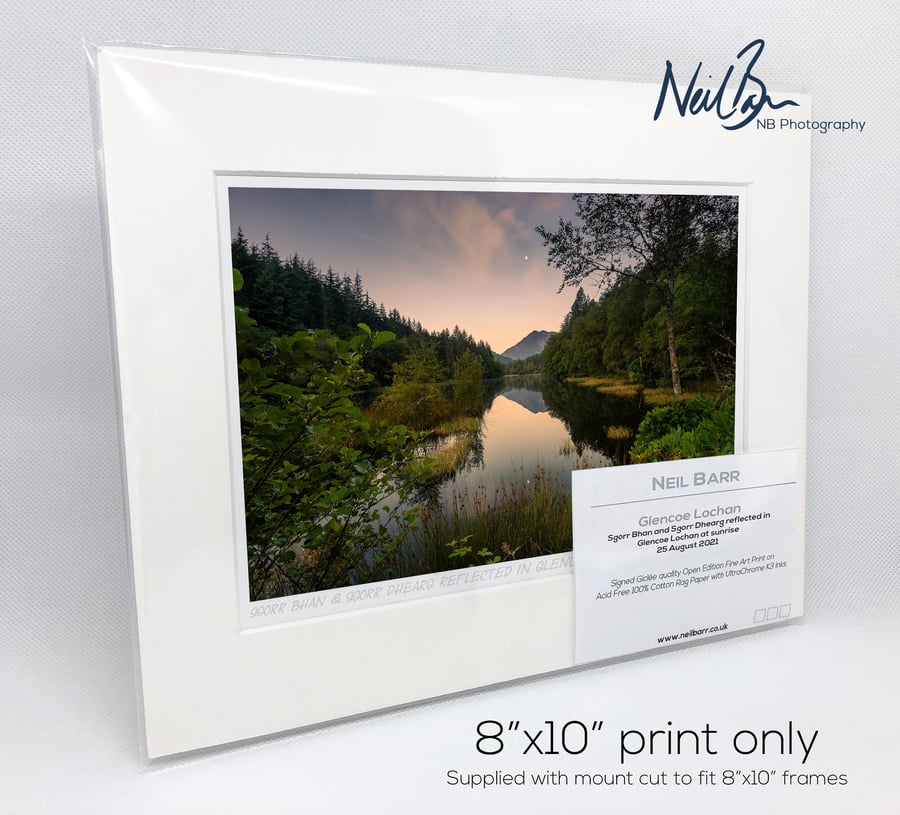 Sgorr Bhan, Sgorr Dhearg & Glencoe Lochan, Glencoe - A5 (10"x8") Unframed Print