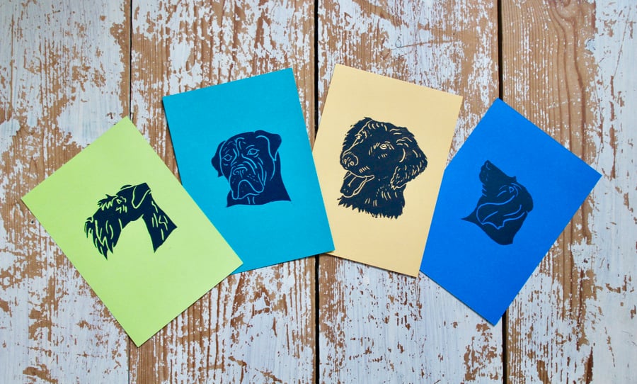 Hand Printed Dog Postcards