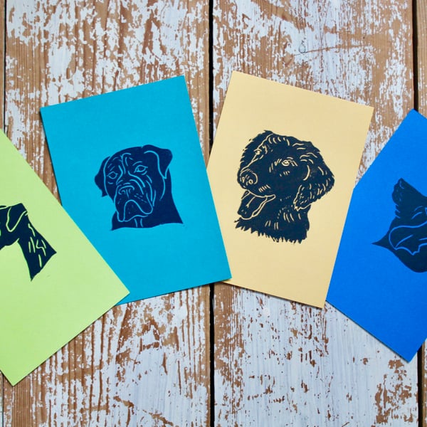 Hand Printed Dog Postcards