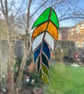 Stained Glass Feather Suncatcher - Handmade Hanging Decoration - Mallard  - Image 3
