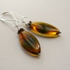 Amber Czech Glass Oval Drop Earrings   KCJE19