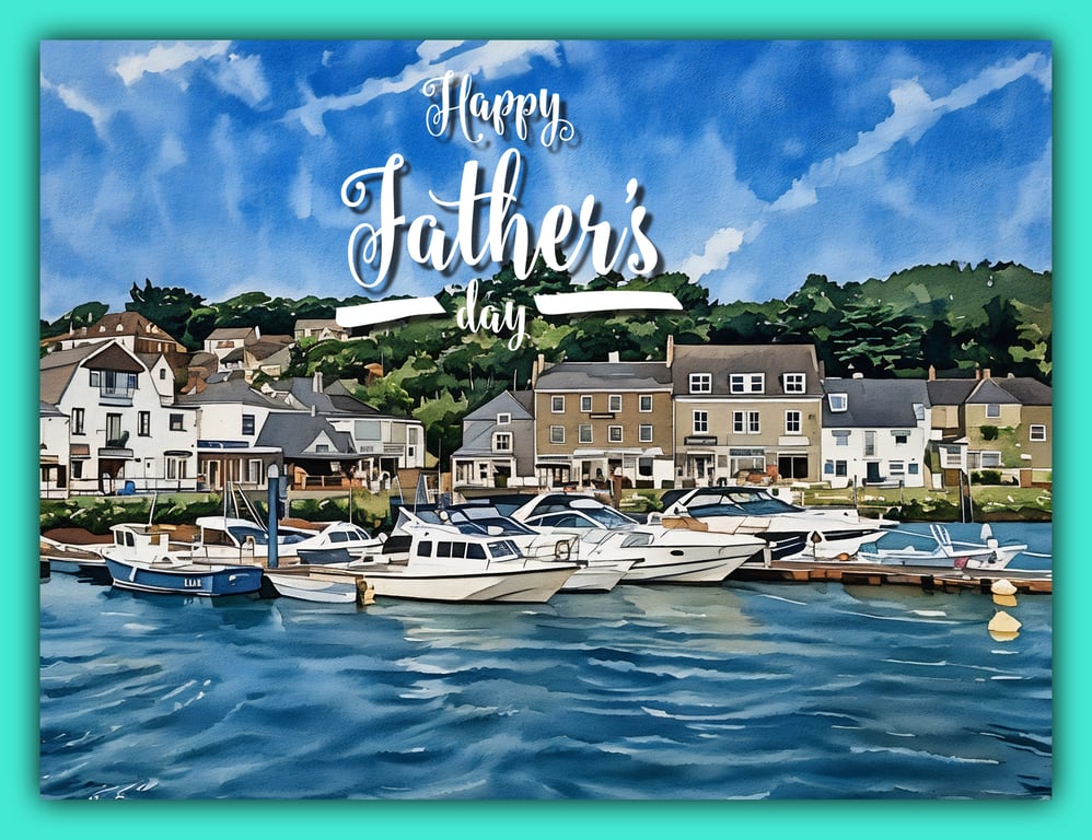 Happy Father's Day Padstow Scene Card A5