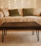 Handmade Rustic Solid Wood Coffee Table - Metal Hairpin Legs - Image 4