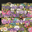 Hand decorated hanging wooden sign 