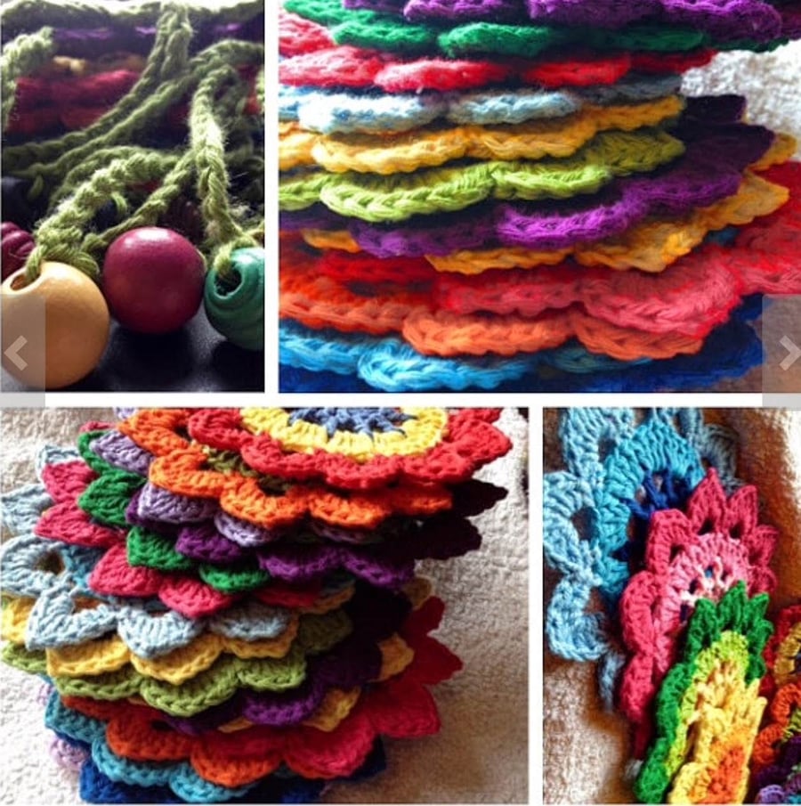 Crochet Flower Motif Bunting - multi coloured.
