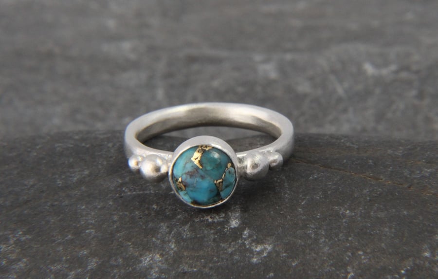 Copper Veined Turquoise Turquoise Gemstone Sterling Silver Ring 