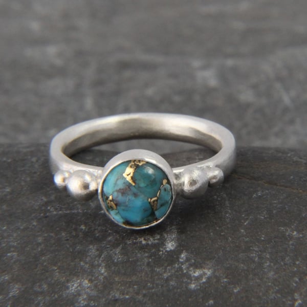 Copper Veined Turquoise Turquoise Gemstone Sterling Silver Ring 