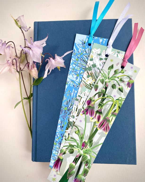 Allium Bookmark Set - Set of Six Hand Finished Illustrated Bookmarks