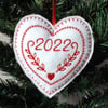 Christmas decoration, embroidered heart 2022.Made to order
