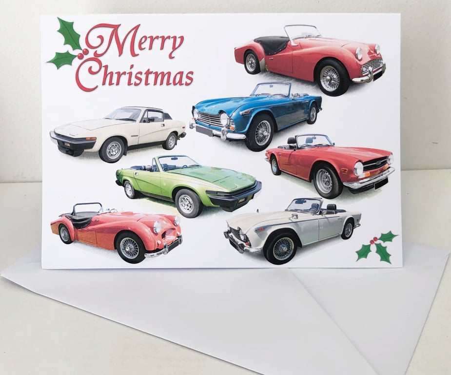 Triumph TR Sports Cars - Xmas or Plain Card