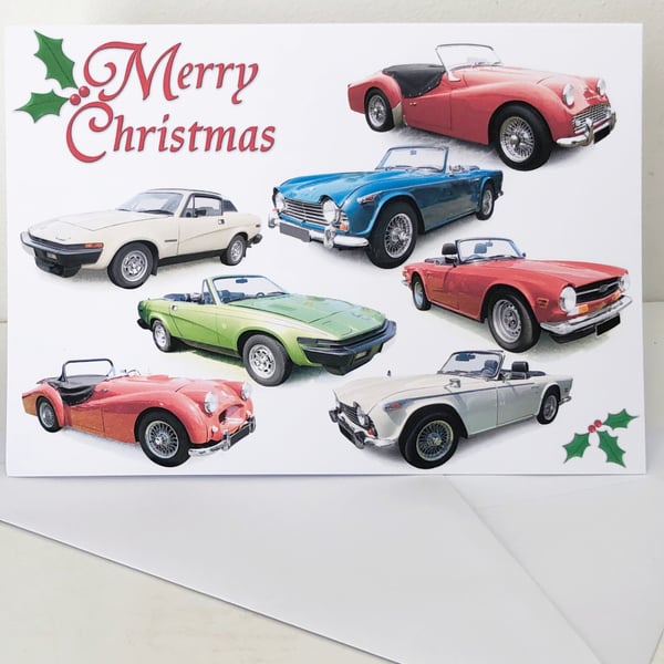 Triumph TR Sports Cars - Xmas or Plain Card