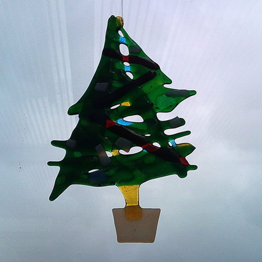 Recycled Fused Glass Christmas Tree
